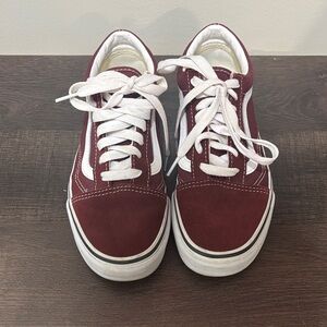 Vans Burgundy and White Sneakers